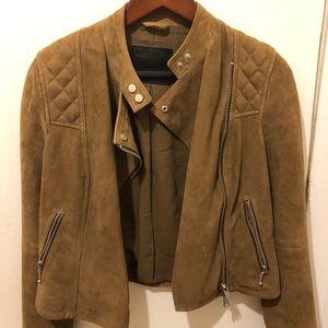 All Saints tan suede jacket size 6